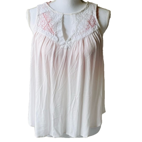 American Eagle Outfitters sleeveless blouse white cream lace boho size medium - Picture 1 of 6